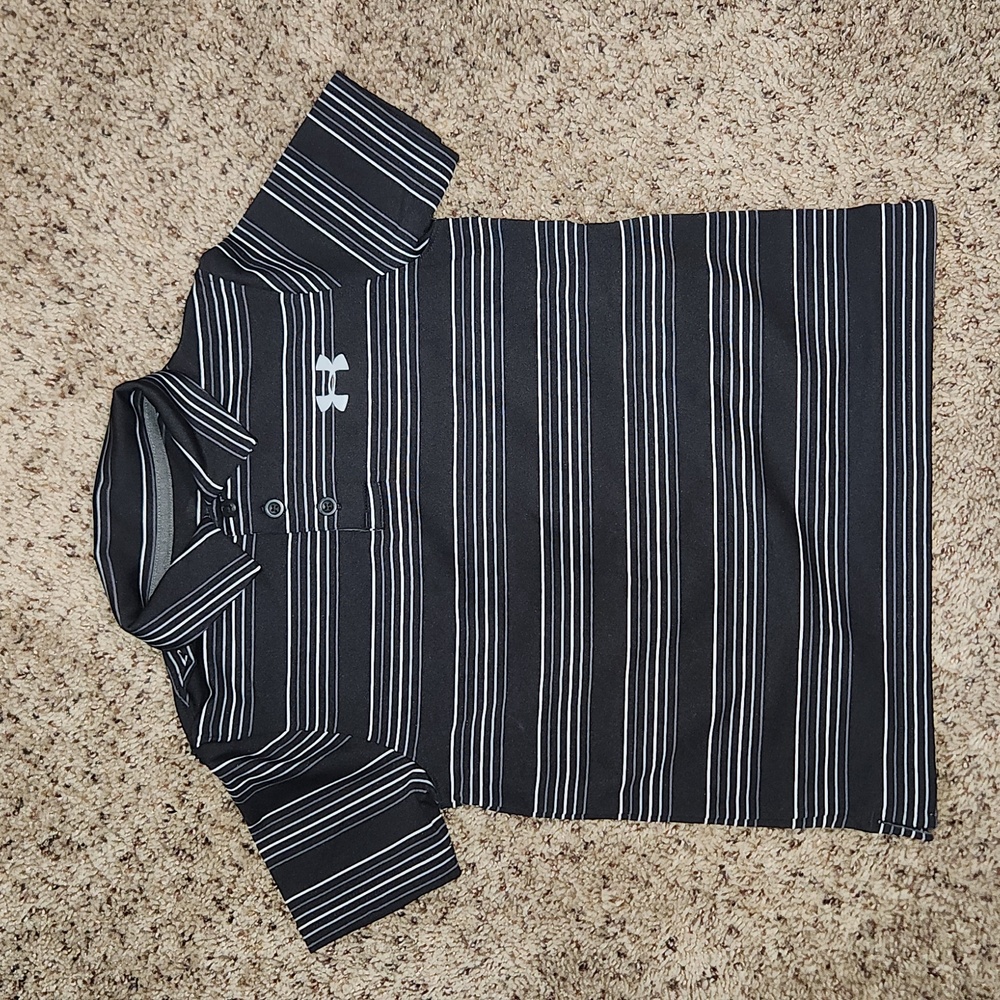 Black Striped Youth Under Armour polo, size Youth XS,